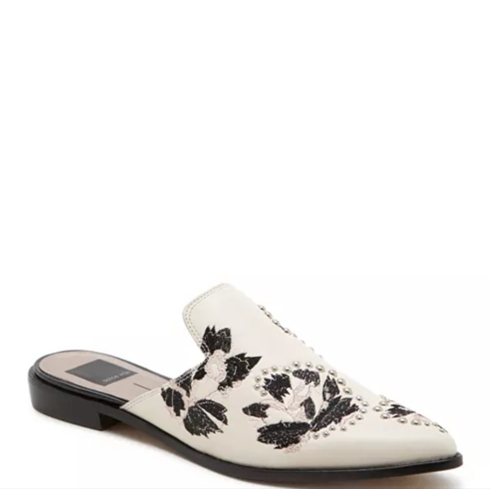 Dolce Vita Harmony Embellished Leather Mules Embroidered Casual